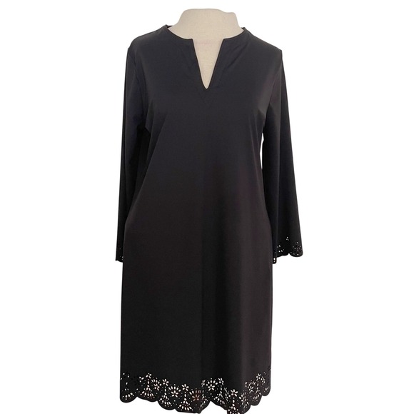 Lands' End Other - Lands End Swim Cover Up Dress Womens S 6-8 Black Nylon Laser Cut Eyelet Classic